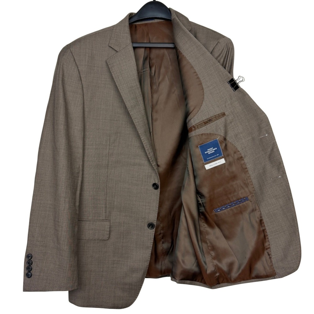 Hart Schaffner Marx Mens 40R WOOL Blazer Sport Coat Suit Jacket Brown Sharkskin